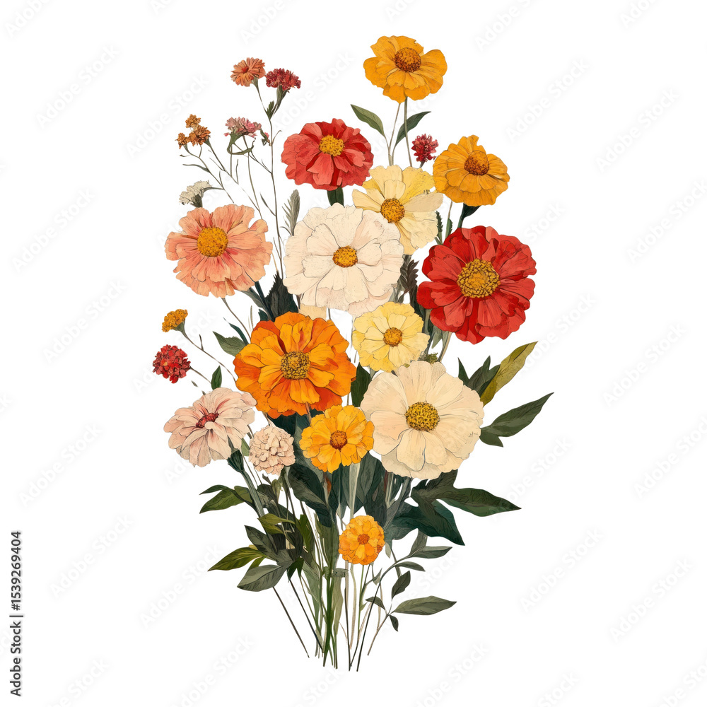 Obraz premium PNG Flowers illustration vintage bouquet.