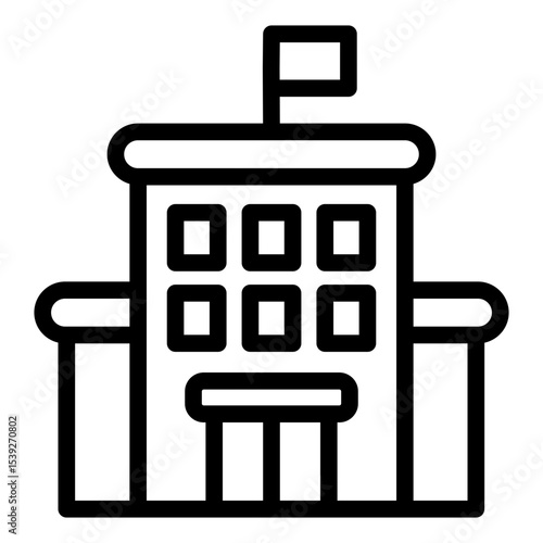 hotel building outline icon for travel accommodation