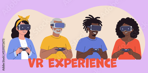 VR experience with multiethnic and multigenerational group of people
