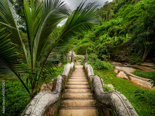 stone staircase in tropical jungle temple