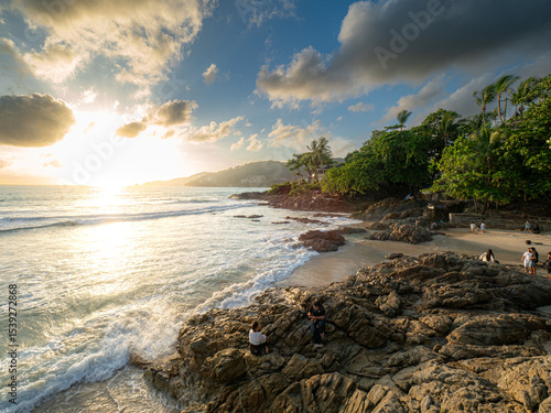 tropical beach at sunset in Thailand