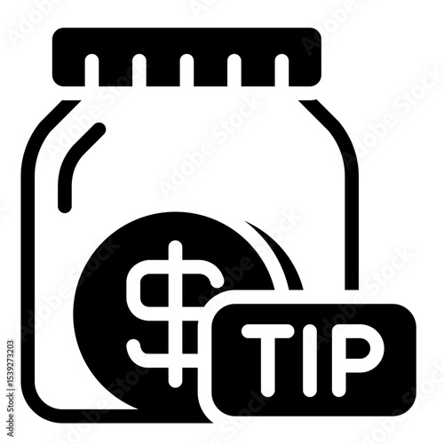 tip jar glyph icon for travel suggestion payment