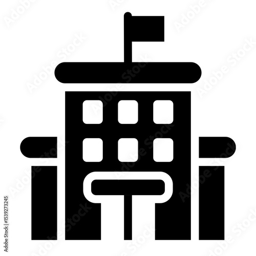 hotel building glyph icon for travel accommodation