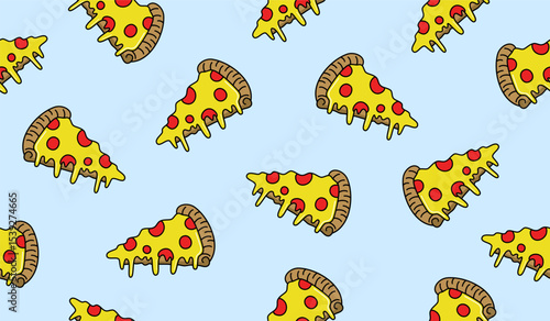 Cute pizza pattern background vector design