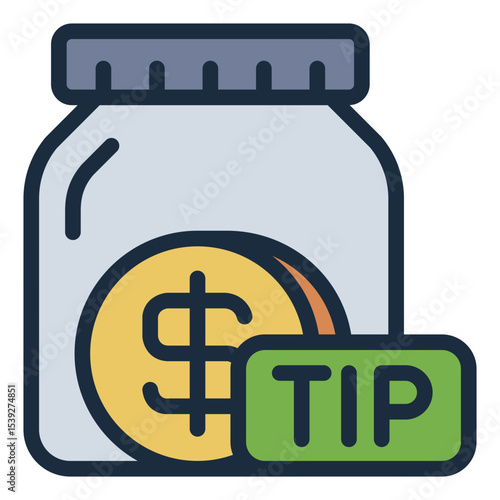 tip jar filled line icon for travel suggestion payment