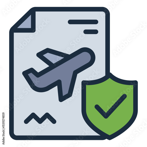 insurance document filled line icon for travel coverage
