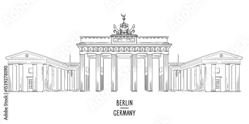 Berlin Brandenburg Gate hand drawn vector illustration