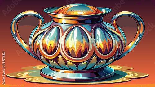 lusterware pottery or porcelain with a metallic glaze tha. Metallic Glaze. Illustration Very beautiful