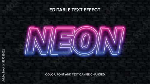neon editable text effect. neon light text effect on black wall