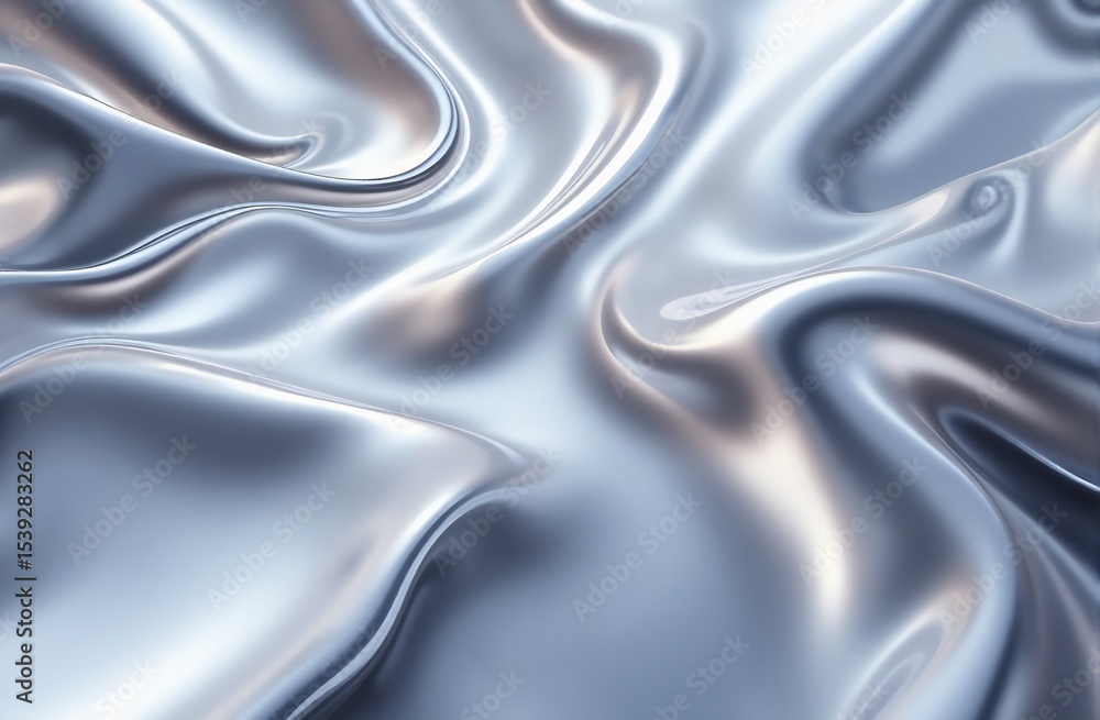Obraz premium Iridescent Liquid Metal Waves Elegant Chrome Silver Abstract Art