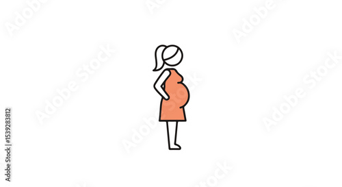 Pregnant woman standing confidently, a symbol of anticipation.