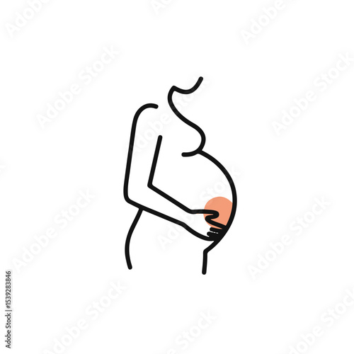 A line art illustration of a pregnant woman's body.