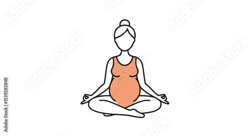 A pregnant woman is meditating peacefully in the lotus position.