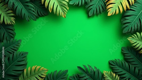 Wallpaper Mural Tropical Green Leaves Frame Background Video, great for summer themed videos or promotions Torontodigital.ca