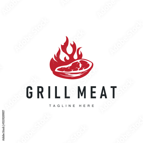 steak logo design concept steak meat bbq simple illustration symbol template food meat delicious brand product cafe and restaurant business