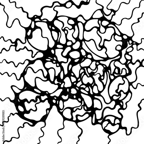 Meditative, freeform black line art resembling neural networks or intuitive flow isolated on transparent background. Hand drawn minimalist and abstract vector art.