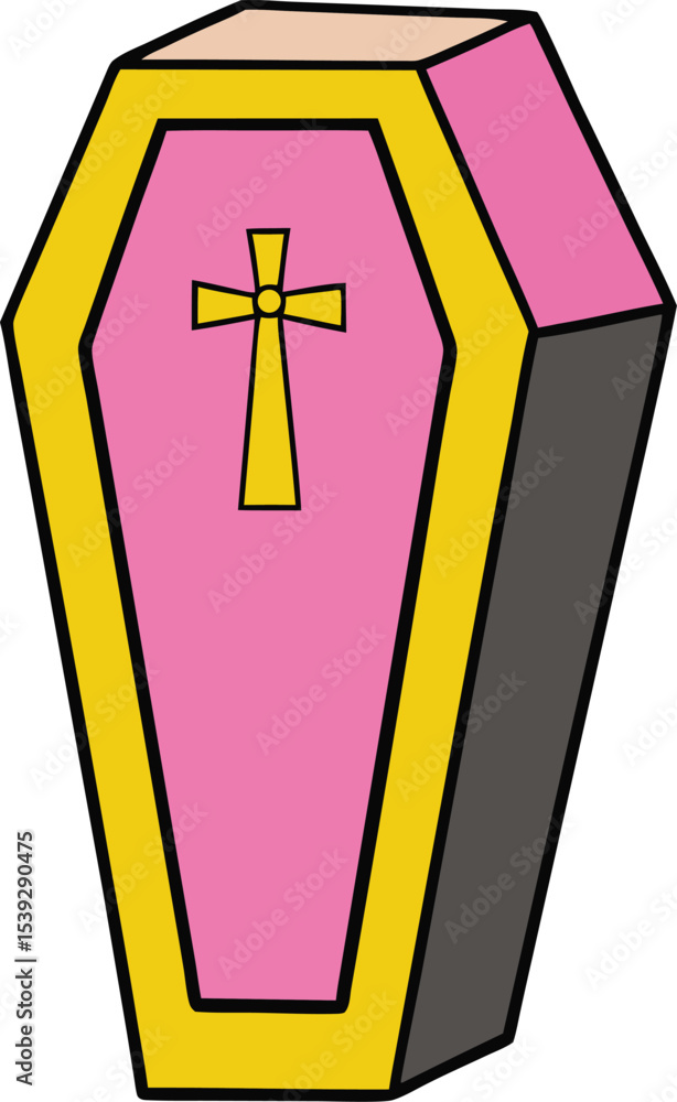 Obraz premium Pink and Gold Coffin Illustration A Ghoulishly Cute Design