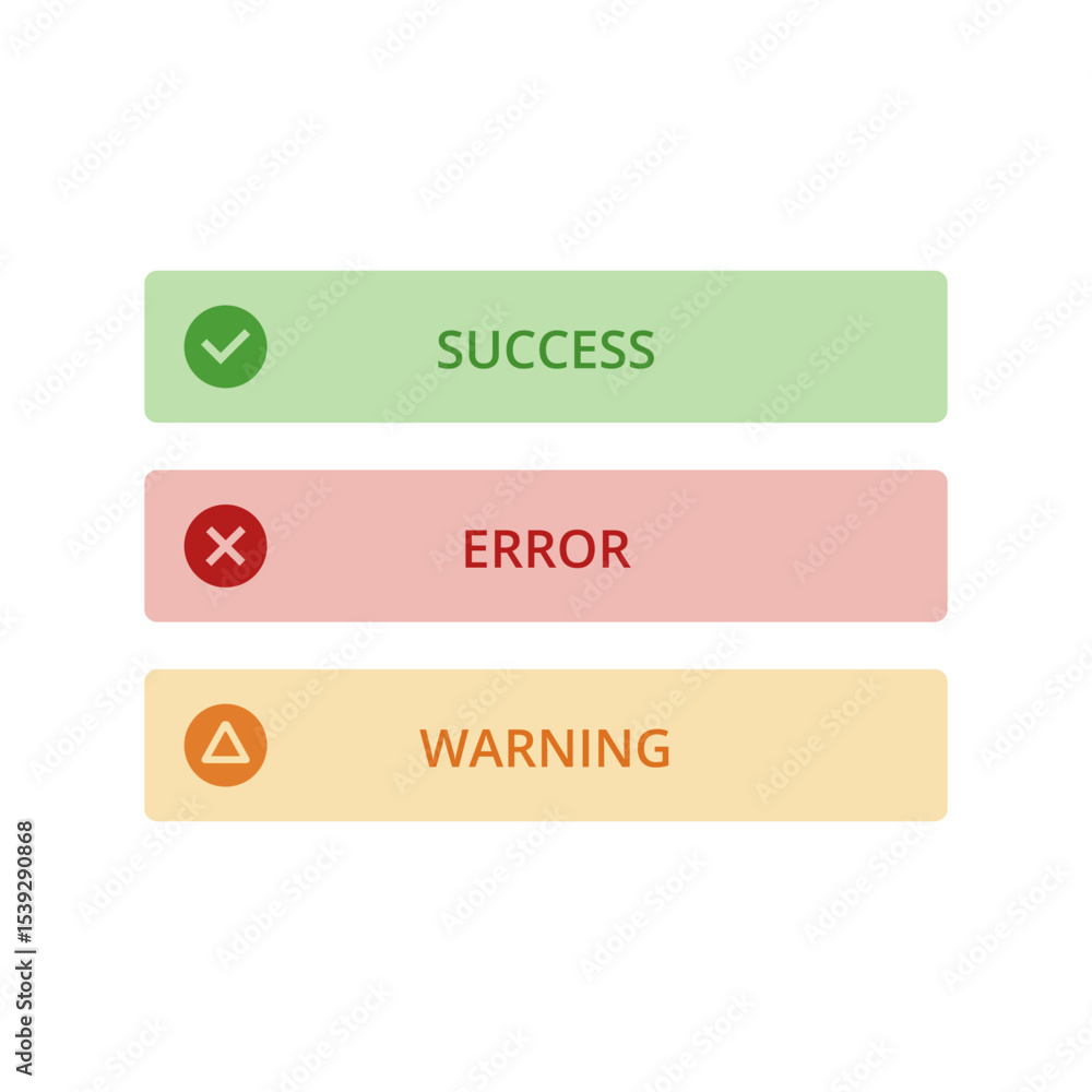 Fototapeta premium Success, error and warning vector buttons