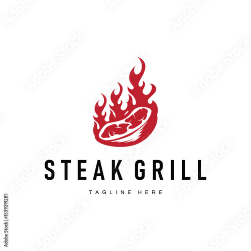 steak logo design concept steak meat bbq simple illustration symbol template food meat delicious brand product cafe and restaurant business