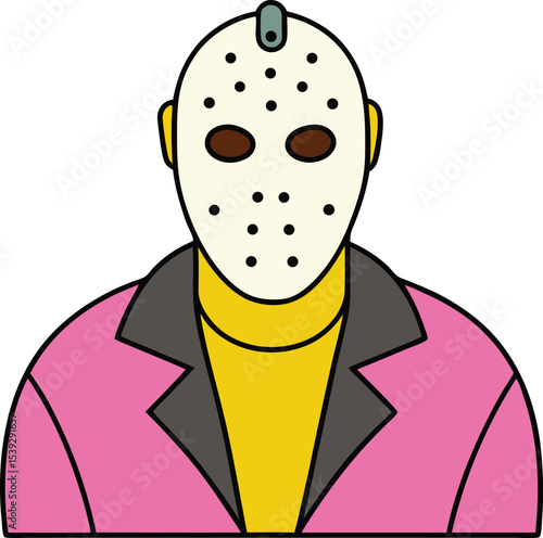 Retro Horror Icon  A Colorful Illustration of a Hockey Mask