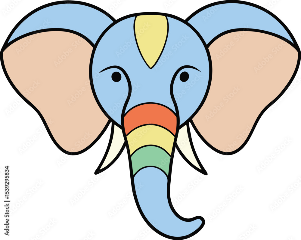 Obraz premium Adorable Rainbow Elephant Illustration Cute Cartoon Animal Design