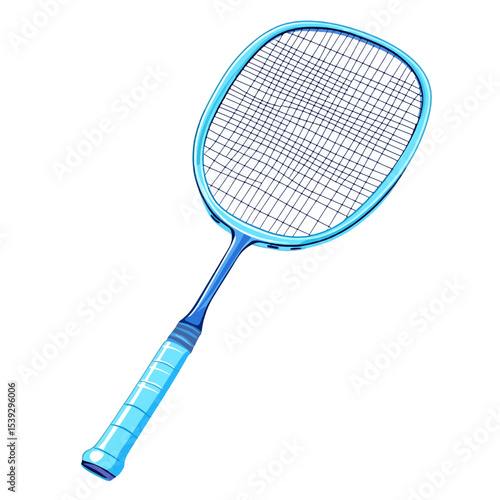 Blue badminton racket isolated 
