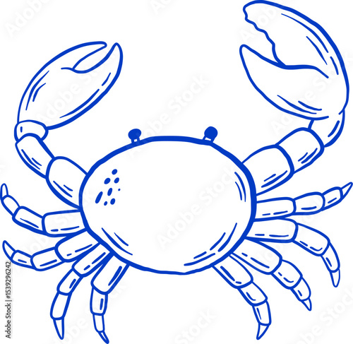 Hand drawn crab vector illustration. Doodle seafood isolated on white background. La dolce vita Italy retro style