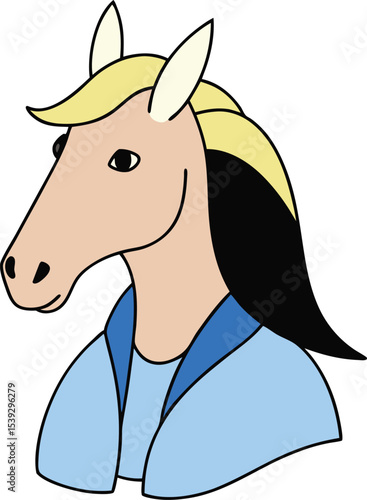 Charming Cartoon Horse Illustration A Whimsical Portrait of an Equestrian Character