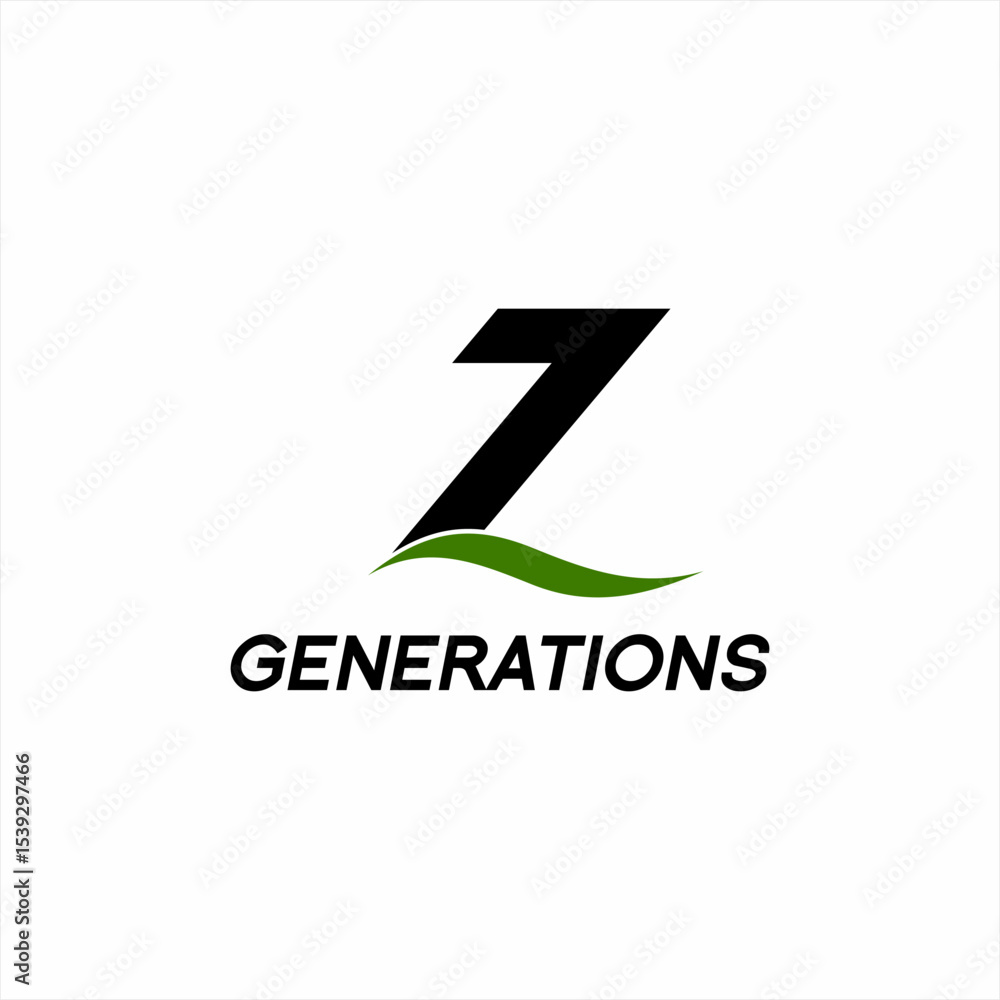 Letter Z logo design with number 7 and leaf elements. Letter Z logo design with number 7 and leaf elements.