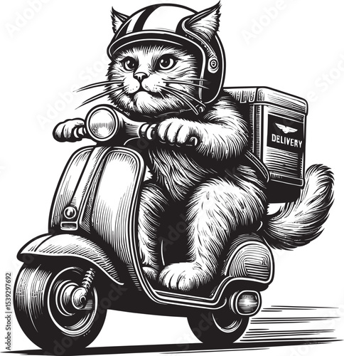 Cool Cat Rider on Classic Motorcycle