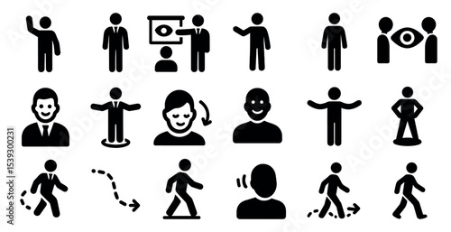Communication and teamwork icons set – solid, silhouette, collaboration and interaction symbols