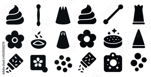 Bathroom hygiene solid icons set – filled, personal care and cleaning symbols