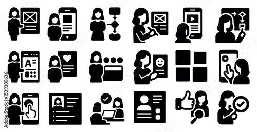 User interface solid icons set – filled, design, ui and ux elements collection