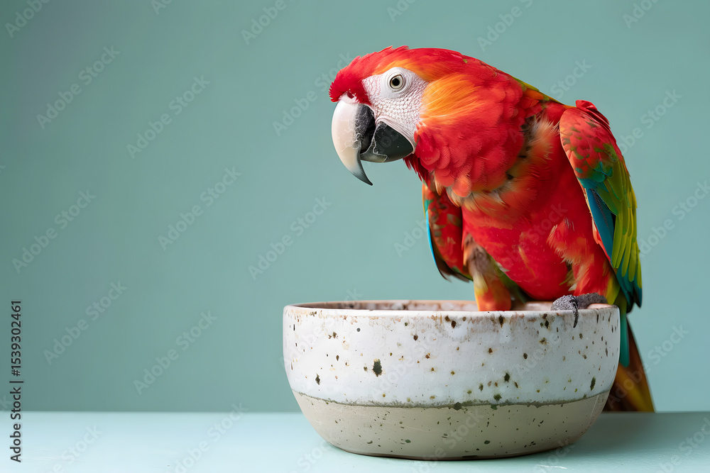 Fototapeta premium Ceramic Parrot Dish on Smooth Surface