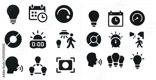 Smart technology solid icons set – innovative, tech, digital transformation tools