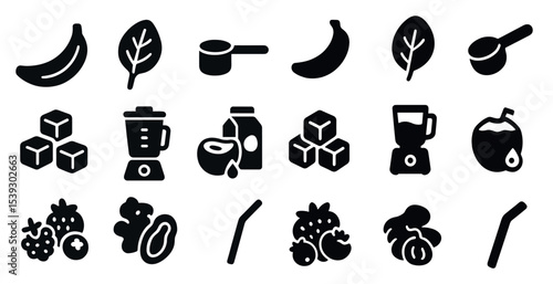Food and beverage solid icons set – kitchen, culinary, dining symbols