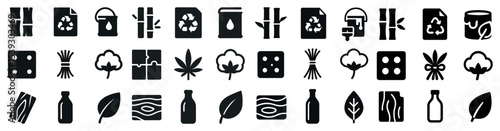Eco and sustainability icons set – solid, filled, green and recycling symbols