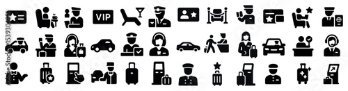 Travel and tourism solid icons set – filled, vacation and journey symbols