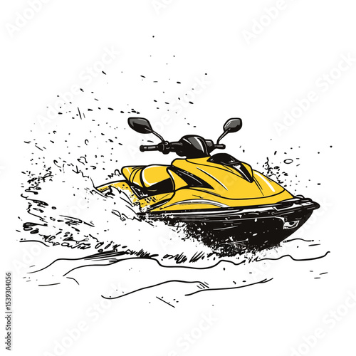 Yellow jetski isolated 