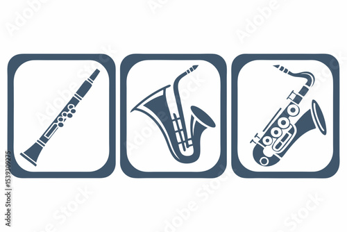 Clarinet saxophone and alto saxophone icons
