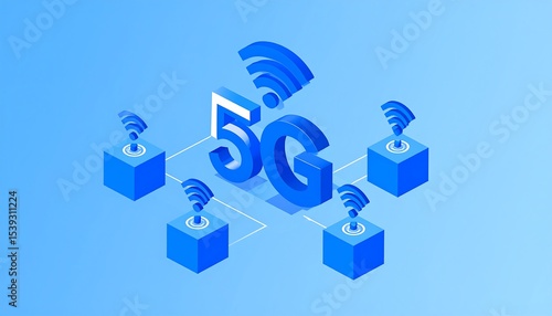 5G Network Isometric Illustration.