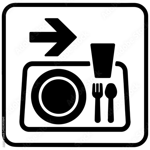 Food tray return icon at food court or restaurant with transparent background
