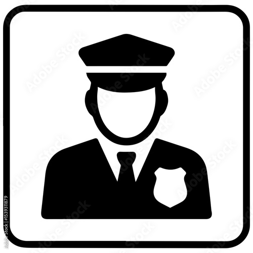 Security officer or airline pilot icon professional uniformed personnel with badge or pilot hat transparent background
