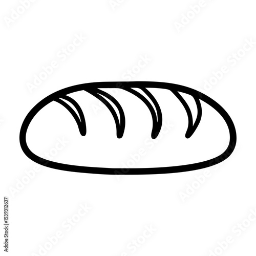 Whole loaf bread outline icon, isolated on white background