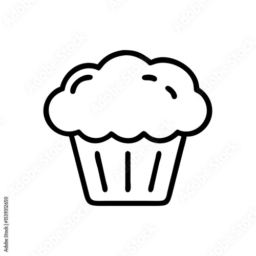 Muffin outline icon, isolated on white background