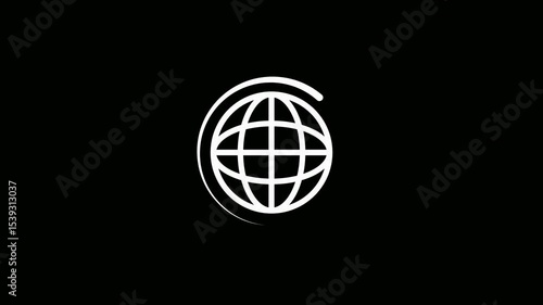Animated globe model line icon. Earth satellite. Map of world. global spinning , Globe, planet, Earth icon animation.