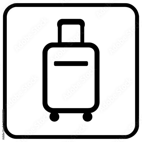 Carry on bag icon with travel suitcase and handle for airline cabin luggage and personal carryon transparent background

