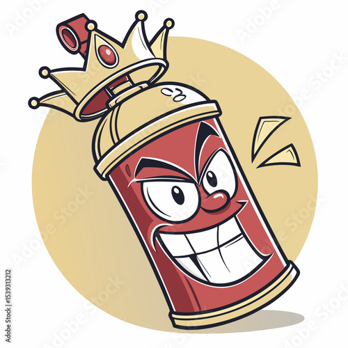 King spray paint can cartoon character