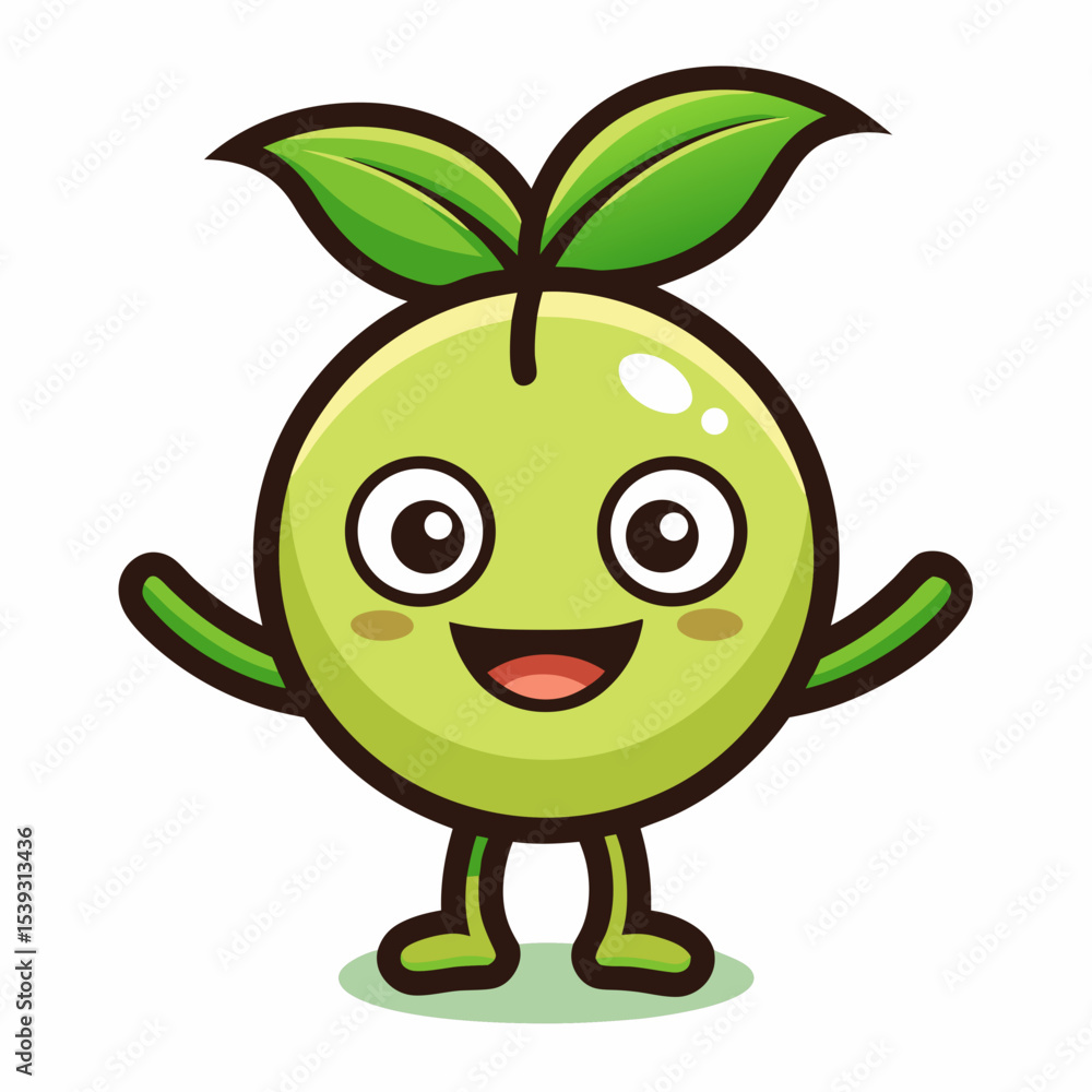 Happy green fruit cartoon character illustration Happy green fruit cartoon character illustration
