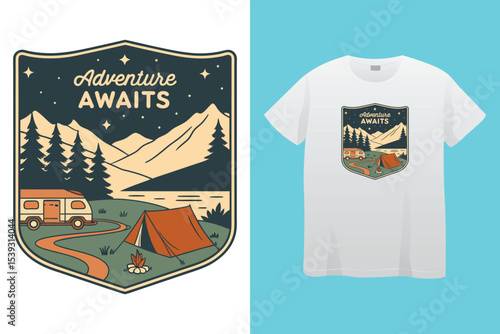 Camping typography t shirt design